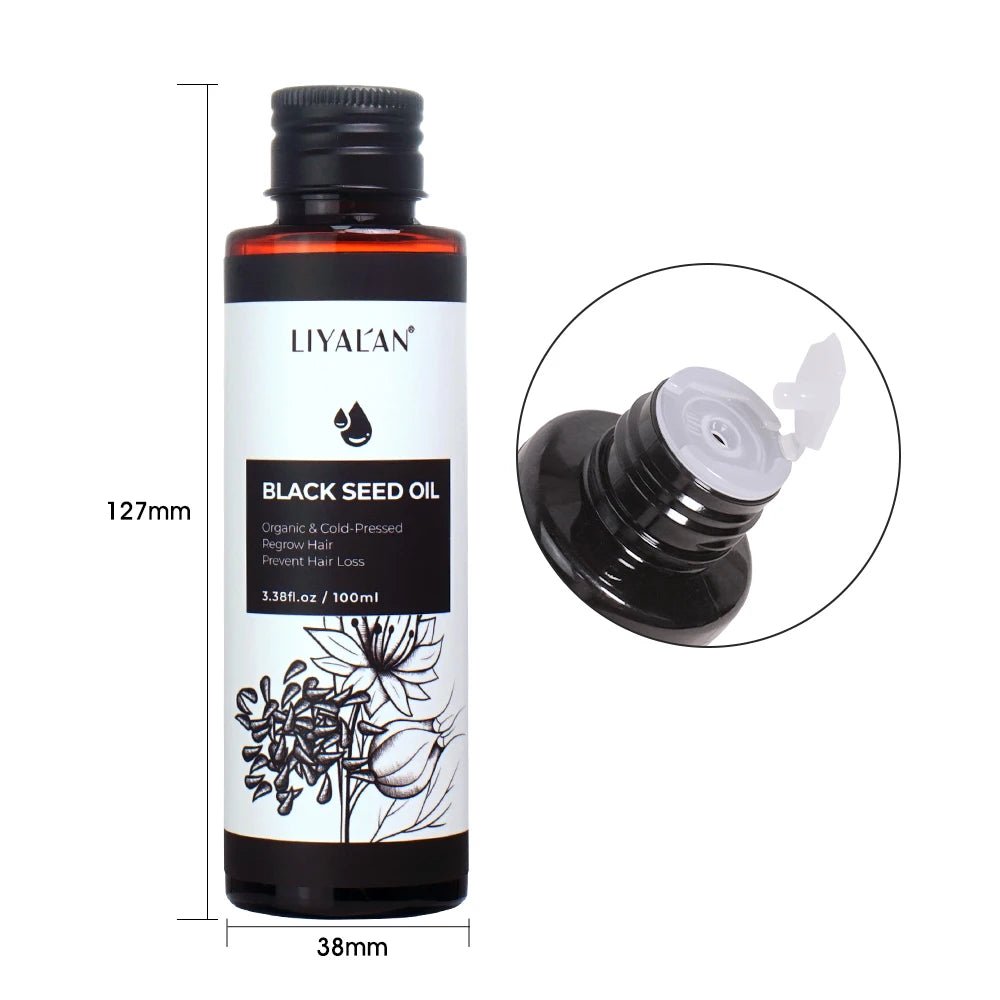 100ml Black Cumin Seed Oil For Hair Growth Thicken Hair Cold Pressed Liquid Nourish Nail Skin Anti-oxidant Body Massage