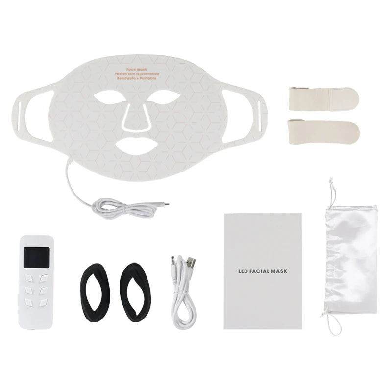 Rechargeable Led Red Light Therapy Silicone Face Mask Photon Rejuvenation Pdt 4 Colors Led Facial Mask for Skin Care Beauty Care
