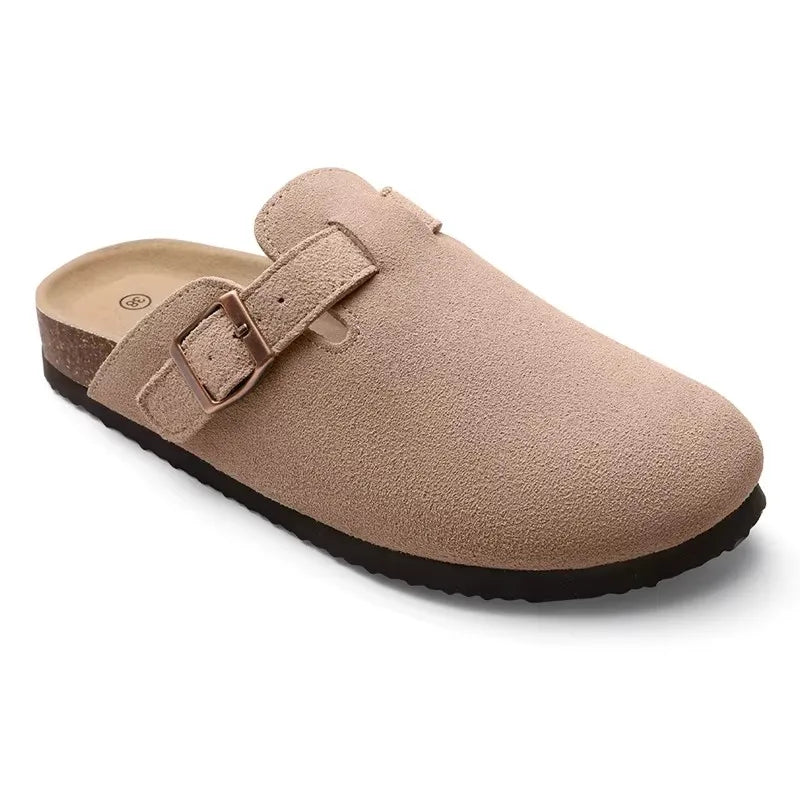 BASATU Suede Clogs for Women Men Mules Cork Footbed Sandals Arch Support Fashion Nonslip Outdoor Flats Beach Slippers Home Shoes