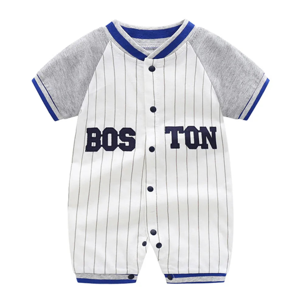 Baby Boys Girls Romper Cartoon Printed Short Sleeve One-Piece Beach Outfit Summer Clothes
