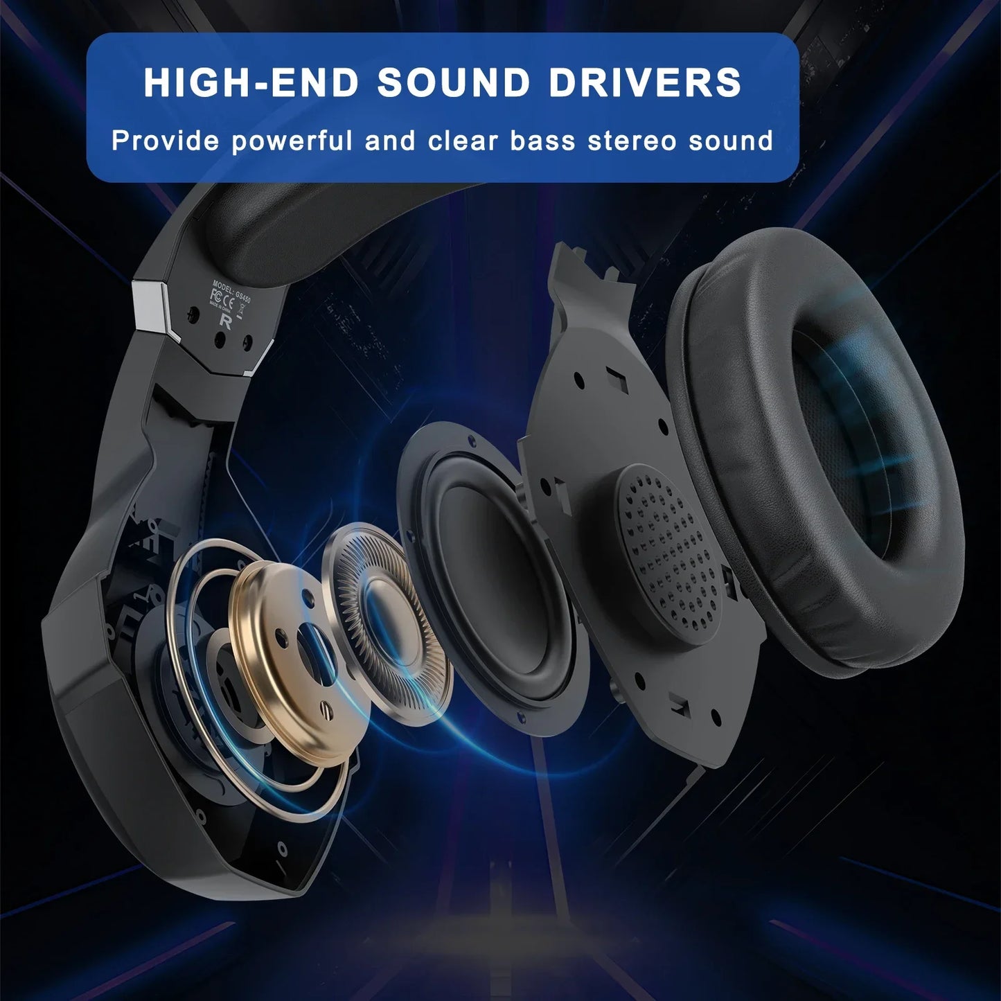 Wired Gaming Headset with Noise Cancelling Mic Compatible With PC PS4 PS5 Xbox Surround Sound RGB Light Over Ear Design
