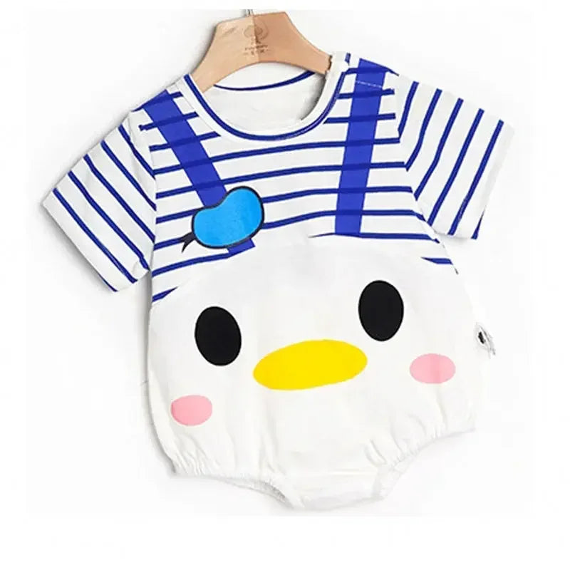 Cotton Newborn Baby Short Sleeves Triangle Romper Boy Girl Cartoon Suspender Clothes  Jumpsuits Overall One Pieces  0-24M