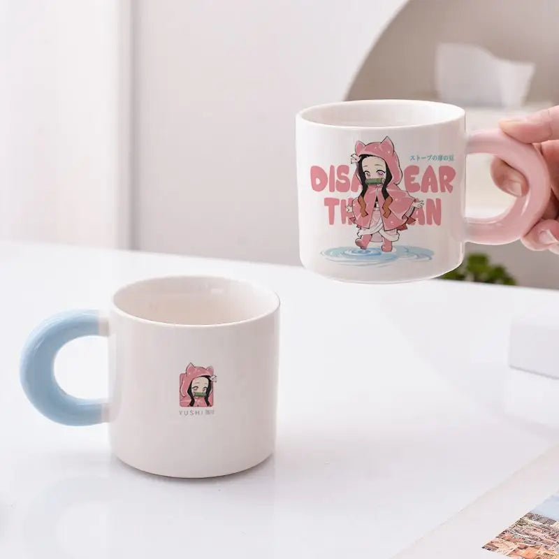 Demon Slayer Nezuko peripherals new two-dimensional creative anime pattern fashionable anti-scalding ceramic cup with handle