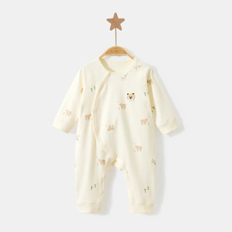 100% Cotton Baby Bodysuits | Soft Stretchy | Easy Snap Buttons | Unisex Newborn Infant Essentials for Spring & Fall (0-18M)