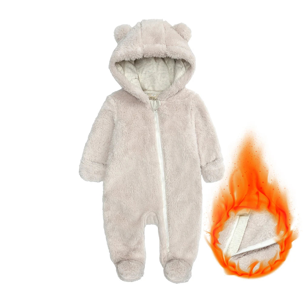 Winter Essentials Fleece Baby Clothes Romper Kids Boys Girls Pajamas Hooded Toddler Bodysuit Infant Jumpsuit Newborn Onesies