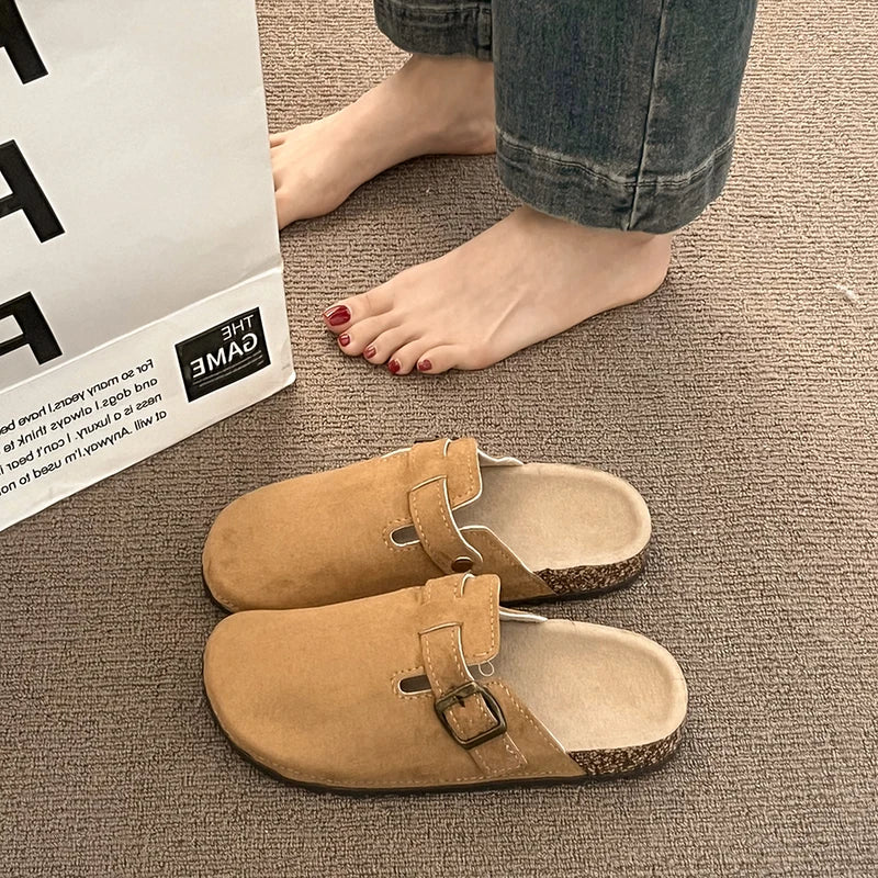 BASATU Suede Clogs for Women Men Mules Cork Footbed Sandals Arch Support Fashion Nonslip Outdoor Flats Beach Slippers Home Shoes