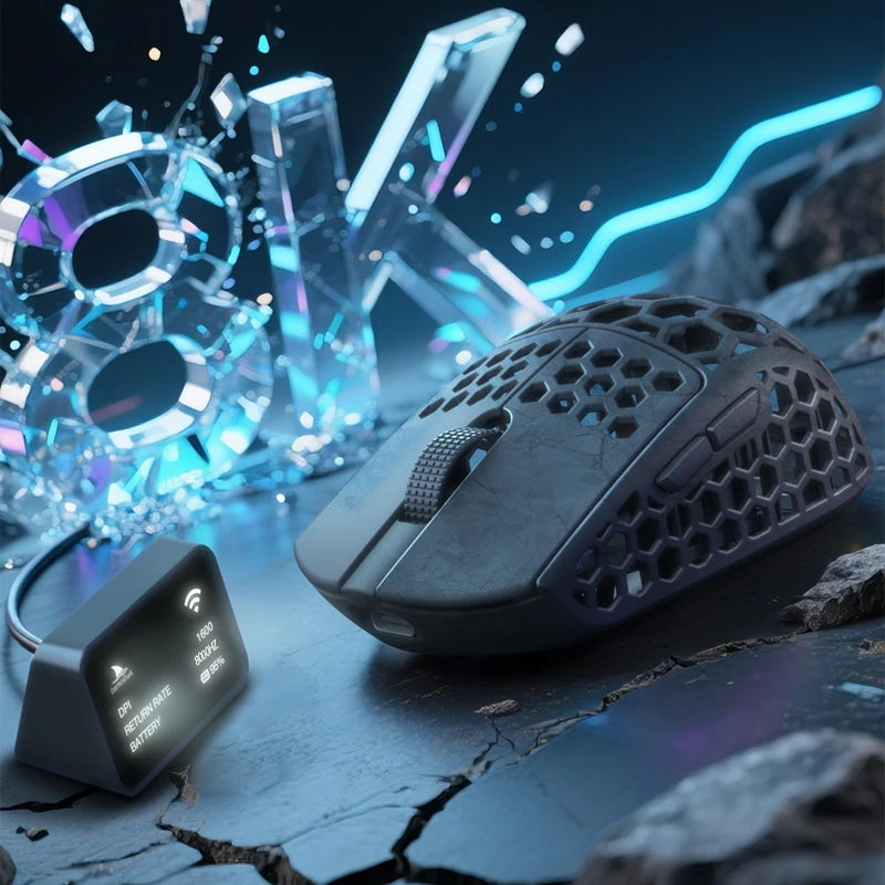 Darmoshark M5Air Forged Carbon Fiber Gaming Mouse Wireless 8K Macro Mouse 30KDPI Finger Grip Small Hand Mice 30g Lightweight