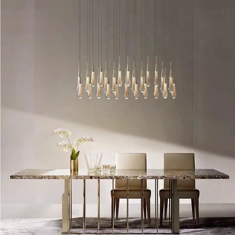 Modern Raindrop Chandelier Decorative Stair Ceiling Light Waterdrop Crystal Light Fixture Kitchen Island Hotel Hall Living