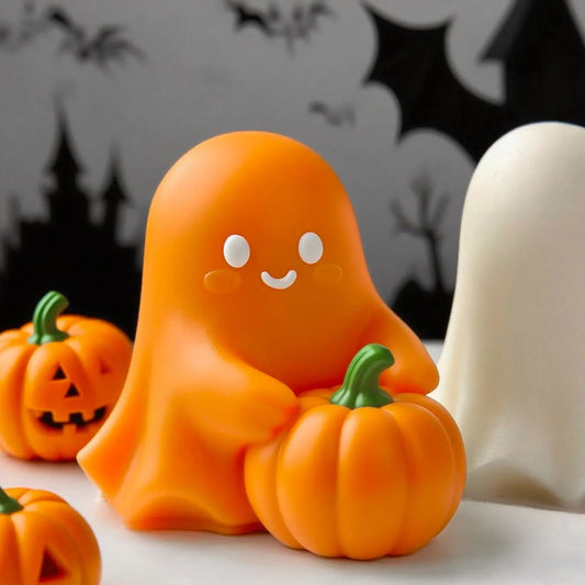 Halloween Ghost Pumpkin Silicone Mold DIY Pumpkin Aroma Candle Plaster Decoration Mould Halloween Spook Candle Making Supplies