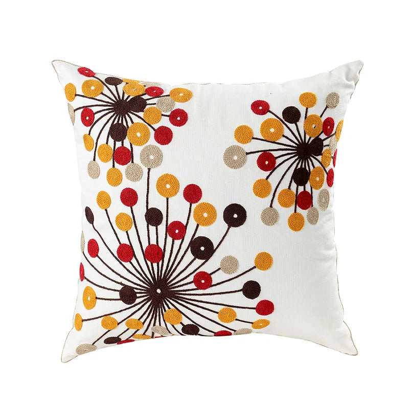 Home Decor Floral Cushion Cover Embroidered Flower Linen Simple Sofa Headboard Pillow Case Office Cushion Cover Cogines 45x45cm
