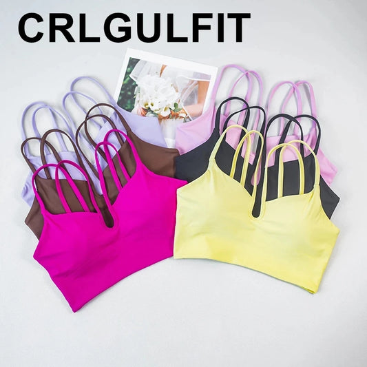 Fitness Sports Bra Women's Top Solid Color Multi Belt Cross Back Gym Yoga Fitness Tight Soft Detachable Chest Mat