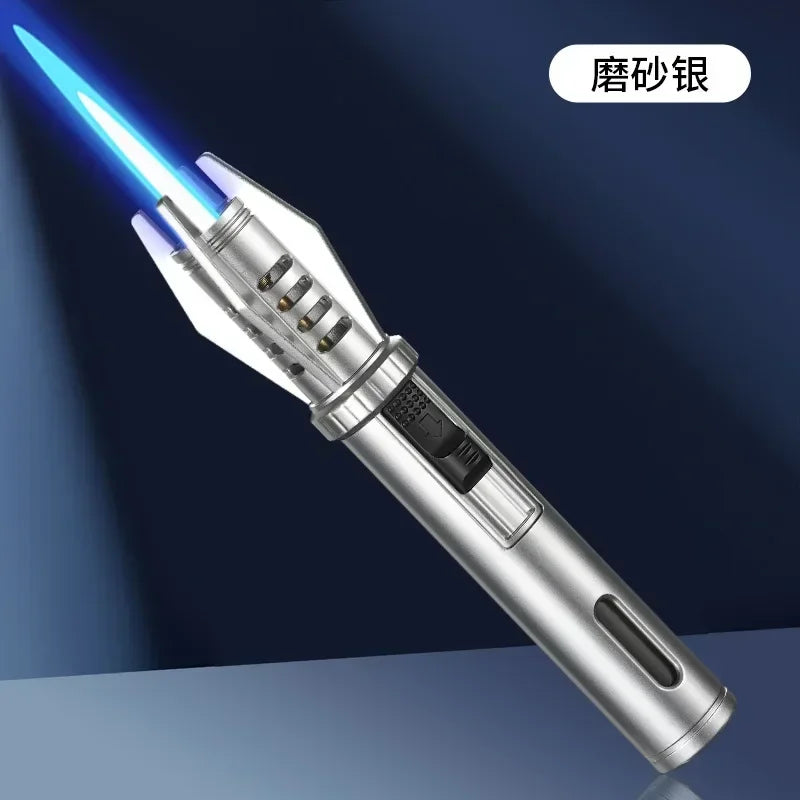 Gas Lighter Powerful Metal Windproof Kitchen Cooking Torch Flame Jet Barbecue Smoking Accessories Cigar Lighters Men's Gift