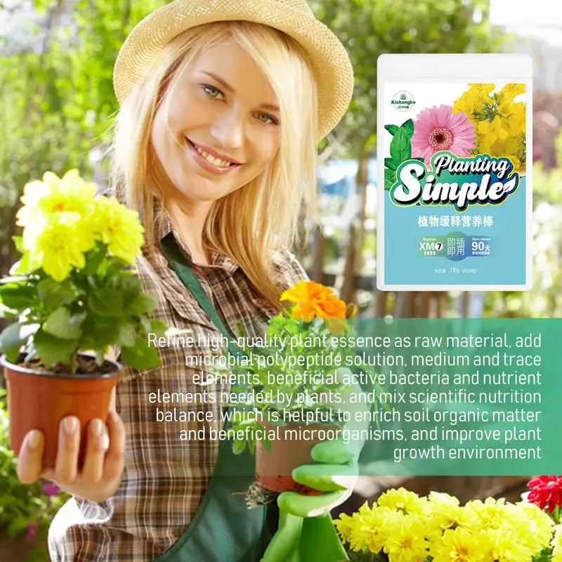 18pcs Plant Slow Release Nutrition Sticks Indoor Plant Fertilizer Bars Outdoor Plant Food Spikes Evergreen Fertilizer Sticks