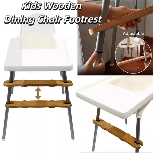Adjustable High Chair Footrest 50cm Length Wooden Material Baby Highchairs Pedal Round Corners Rubber Rings Highchair Accessory