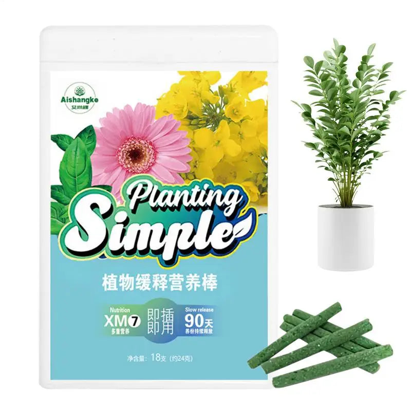 18pcs Plant Slow Release Nutrition Sticks Indoor Plant Fertilizer Bars Outdoor Plant Food Spikes Evergreen Fertilizer Sticks