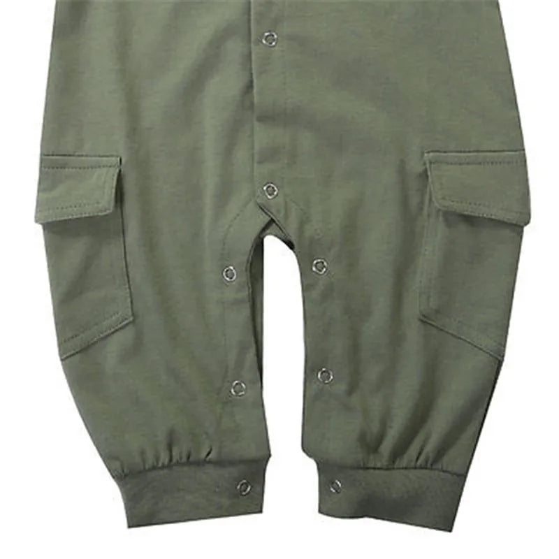 0-24months Baby Boys 2pcs Outfit Long Sleeve Pilot Romper + Cap Army Green Jumpsuit For Infant Boys Spring Autumn Playsuit