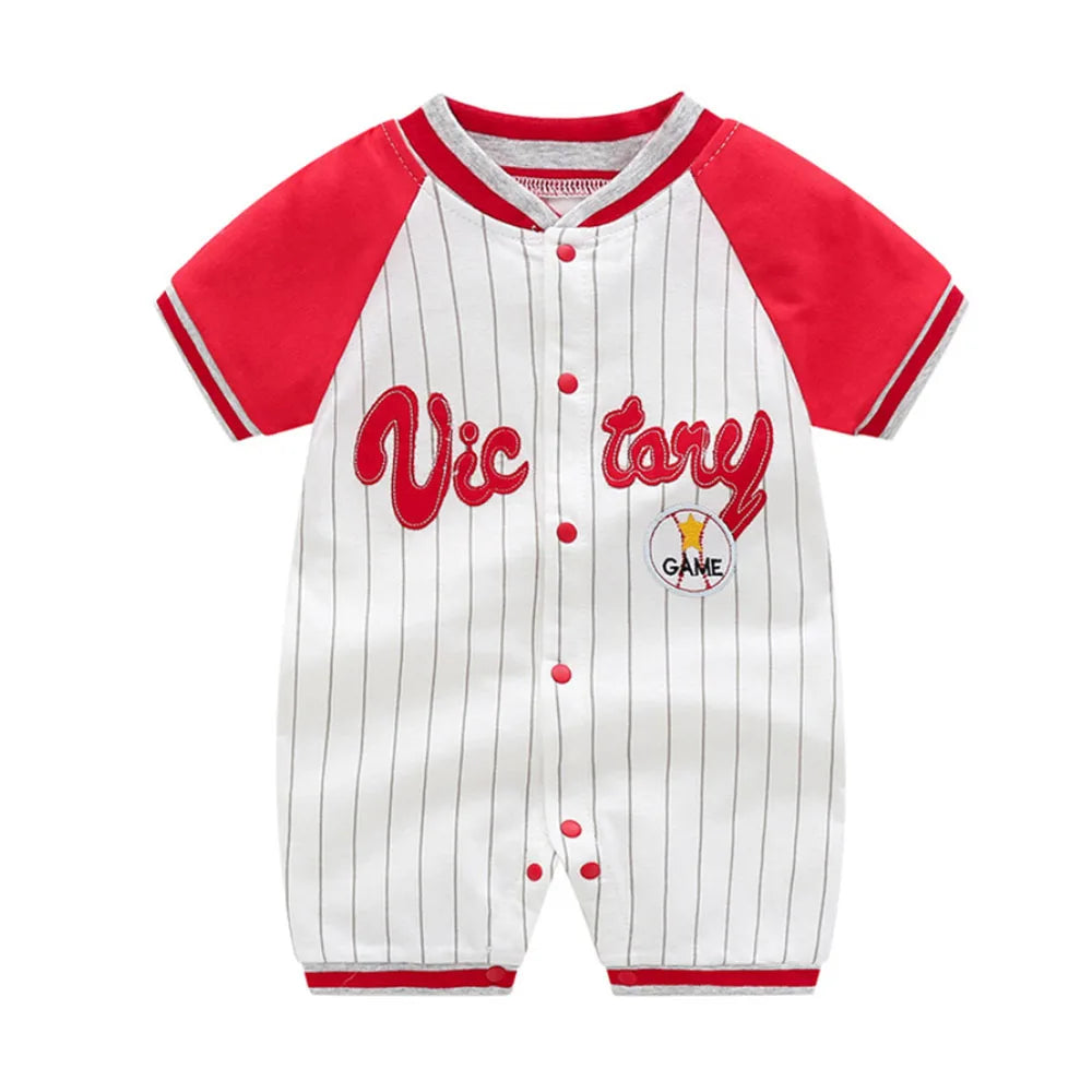 Baby Boys Girls Romper Cartoon Printed Short Sleeve One-Piece Beach Outfit Summer Clothes