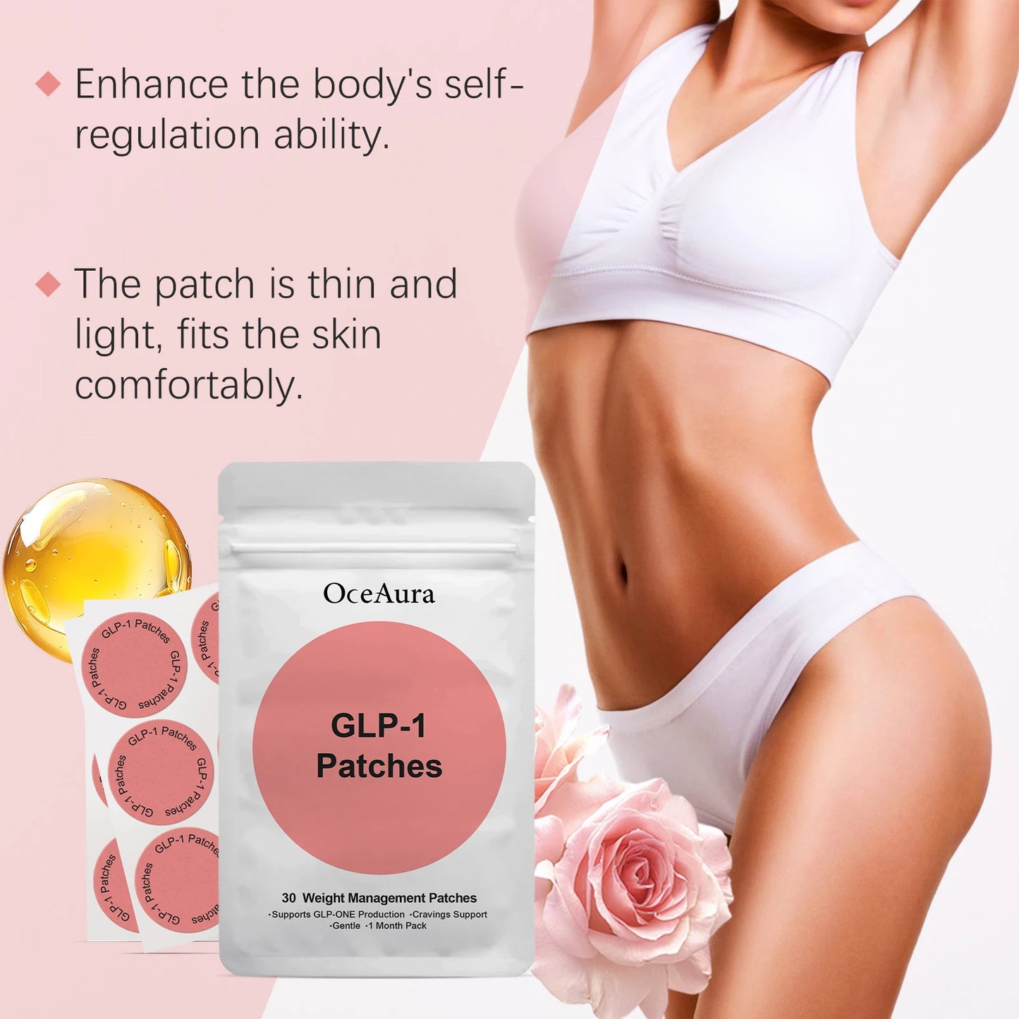 30pieces Weight Loss GLP-1 Patches Body Shaping Belly Fat Burning Improve Stomach Control Weigh Management Slimming Stickers