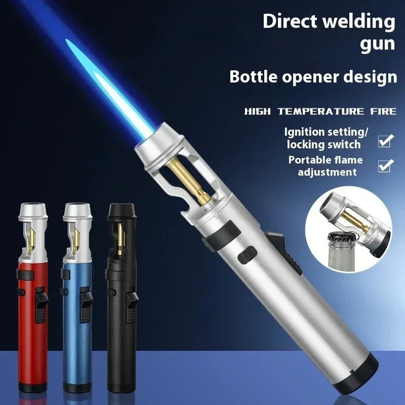 Gas Lighter Powerful Metal Windproof Kitchen Cooking Torch Flame Jet Barbecue Smoking Accessories Cigar Lighters Men's Gift