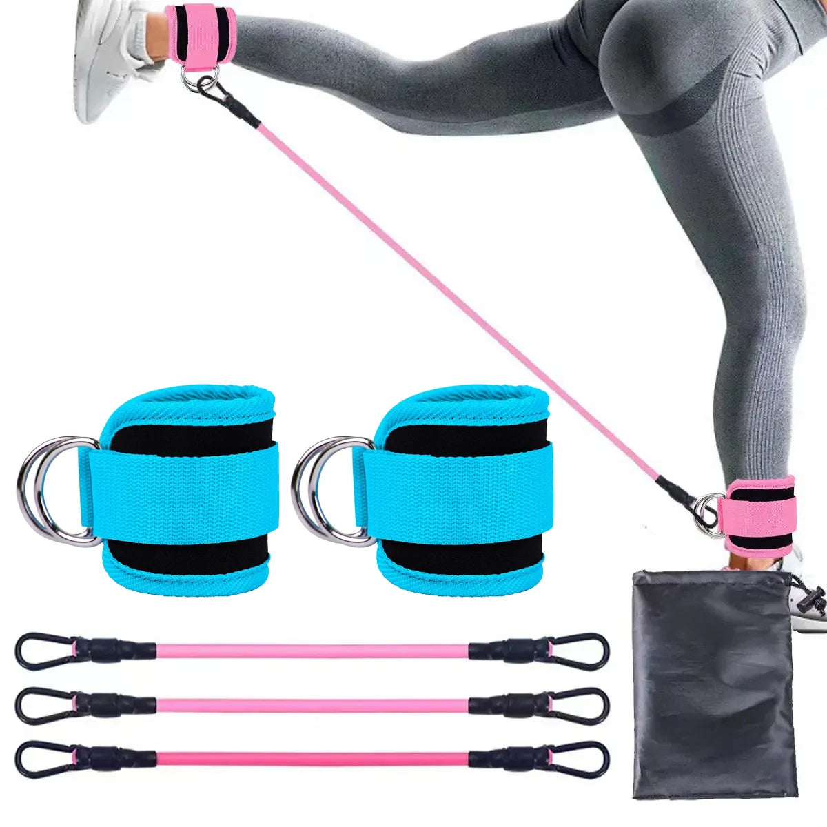 TPE Resistance Bands Ankle Straps Fitness Booty Band Squat Glute Workout Yoga Gym Equipment Guard Leg Strength Safety Extensions