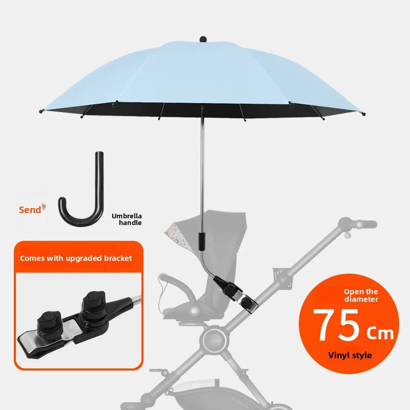 2-in-1 UV Protection Baby Stroller Umbrella with Clamp Universal Sunscree Rainproof Stroller Cover Umbrella Stroller Accessories