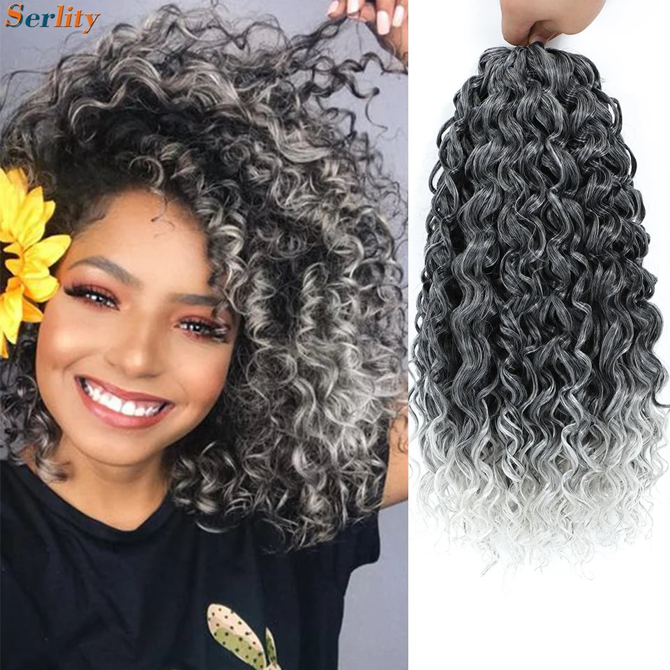1-6 Packs GoGo Curl Crochet Hair 14 Inch Short Curly Crochet Hair For Women Kids Water Wave Beach Curl Deep Twist Crochet Braids