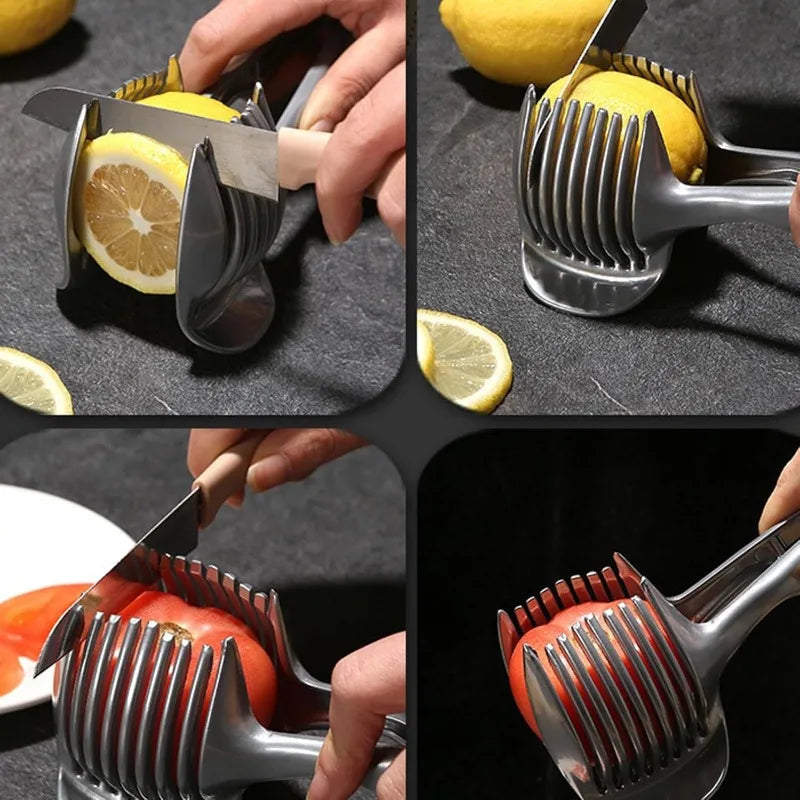 Lemon Slicer Multifunctional Hand Tomato Slicer Clip Aluminum Alloy Fruit Slicing Tool Manual Slicer Kitchen Cutting Accessories