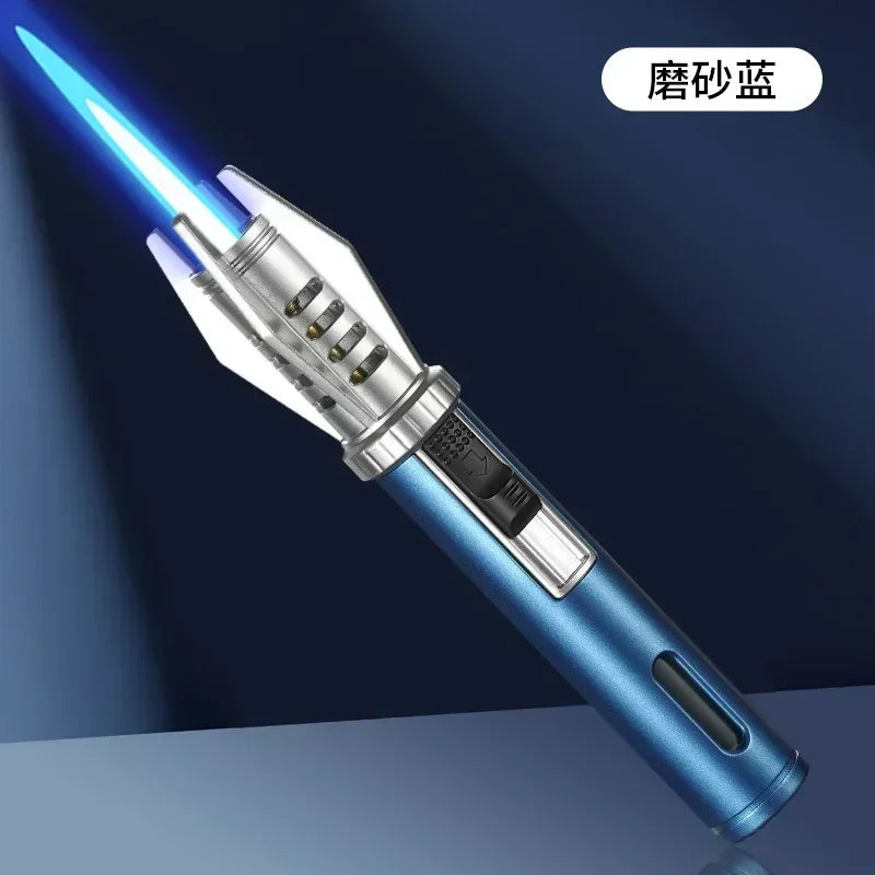 Gas Lighter Powerful Metal Windproof Kitchen Cooking Torch Flame Jet Barbecue Smoking Accessories Cigar Lighters Men's Gift
