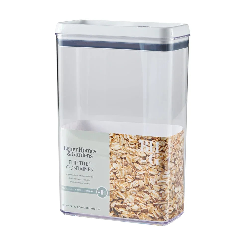 Airtight Clear Food Storage Container 17.3 Cup Flip-Tite Rectangular Kitchen Pantry Organization Durable Stackable BPA Free