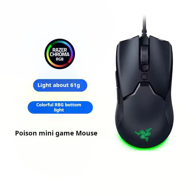 Razer NEW YEAR GIFT gift Thunder Snake Viper Mini Computer Esports Cable Gaming Mouse Laptop RGB Light, Small Hand Mouse