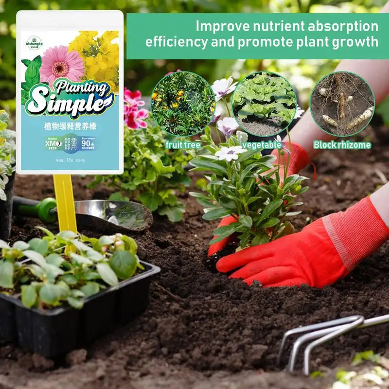 18pcs Plant Slow Release Nutrition Sticks Indoor Plant Fertilizer Bars Outdoor Plant Food Spikes Evergreen Fertilizer Sticks