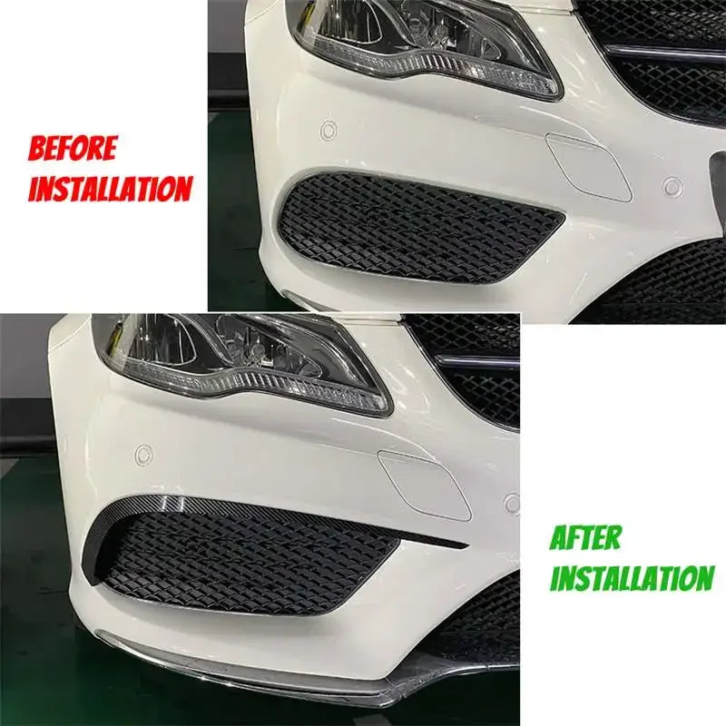 2PCS Car Front Bumper Splitter Vent Flaps Frame Grille Decorative Trims for Mercedes-Benz E-Class Coupe C207 AMG Line 2013-2016