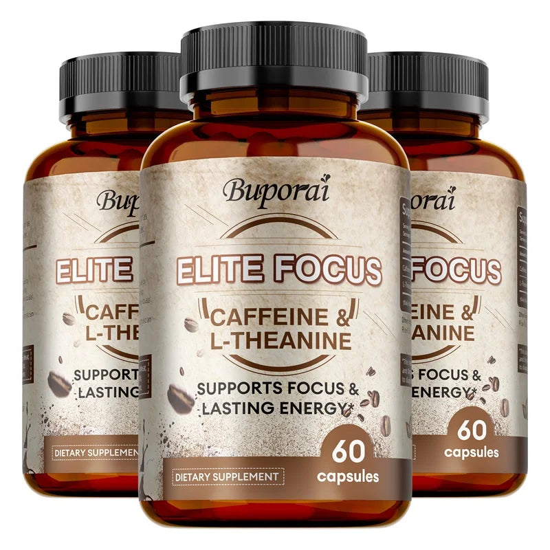Elite Caffeine Capsules with L-Theanine – Energy Supplements – Clean & Natural Nootropic Stack for Smart Cognitive Performance