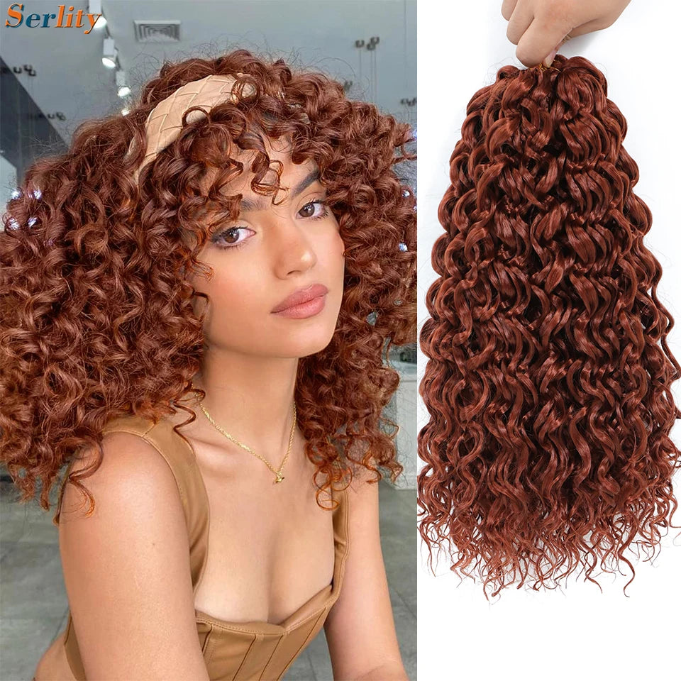 1-6 Packs GoGo Curl Crochet Hair 14 Inch Short Curly Crochet Hair For Women Kids Water Wave Beach Curl Deep Twist Crochet Braids
