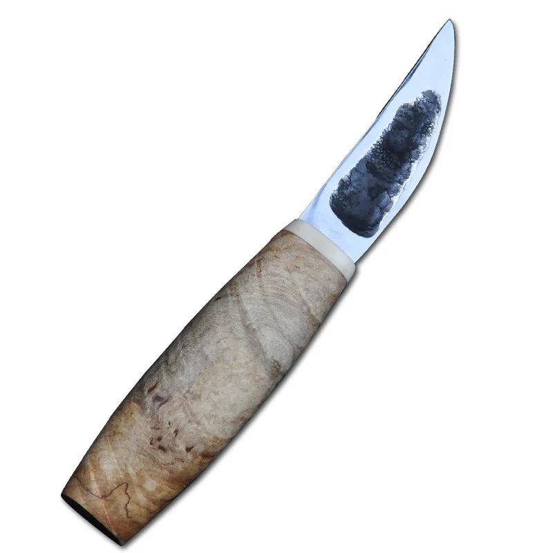 Yakut High Carbon Steel Forging Small Straight Knife Outdoor Camping Hunting Tactical Defense Fixed Knife Solid Wood Handle EDC