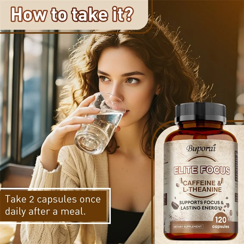 Elite Caffeine Capsules with L-Theanine – Energy Supplements – Clean & Natural Nootropic Stack for Smart Cognitive Performance