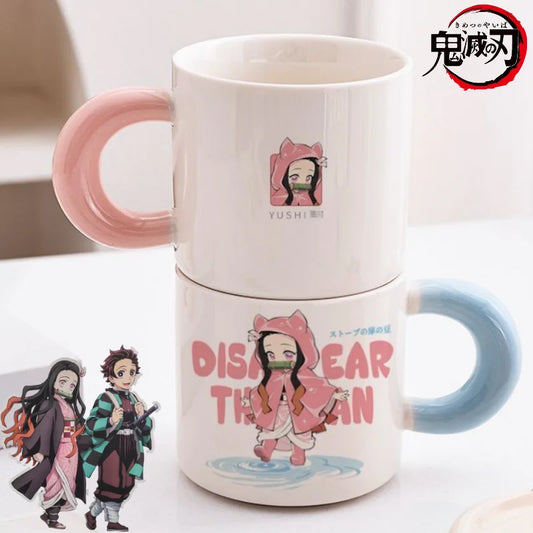 Demon Slayer Nezuko peripherals new two-dimensional creative anime pattern fashionable anti-scalding ceramic cup with handle