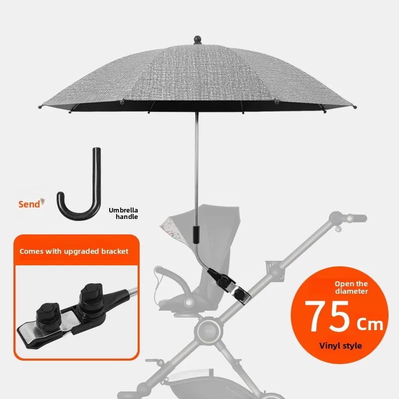 2-in-1 UV Protection Baby Stroller Umbrella with Clamp Universal Sunscree Rainproof Stroller Cover Umbrella Stroller Accessories