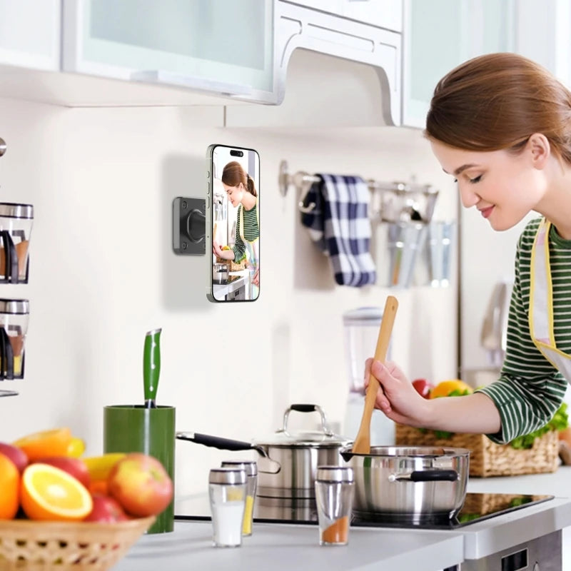 360 Degree Rotation Phone Bracket Stand For Cement Wooden Wall Kitchen Countertop Installation Strong Adhesion F19E