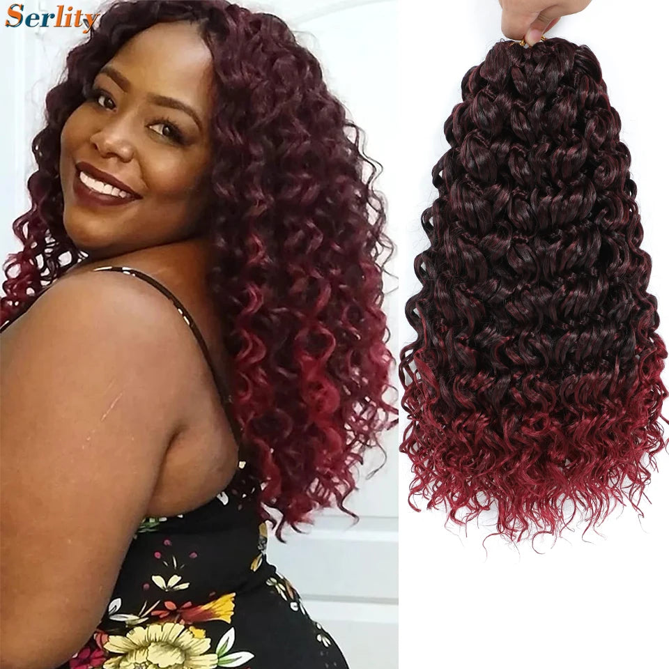 1-6 Packs GoGo Curl Crochet Hair 14 Inch Short Curly Crochet Hair For Women Kids Water Wave Beach Curl Deep Twist Crochet Braids