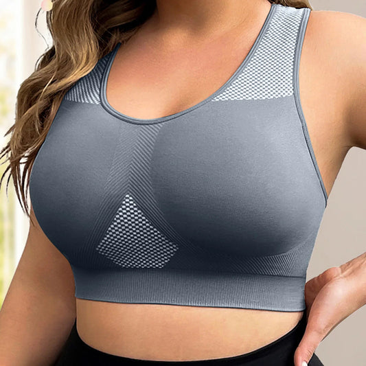 L-3XL Plus Size Sports Yoga Bra Women Seamless Sexy Push Up Fitness Vest Contrast Color U-Neck Workout Racerback Tank Tops