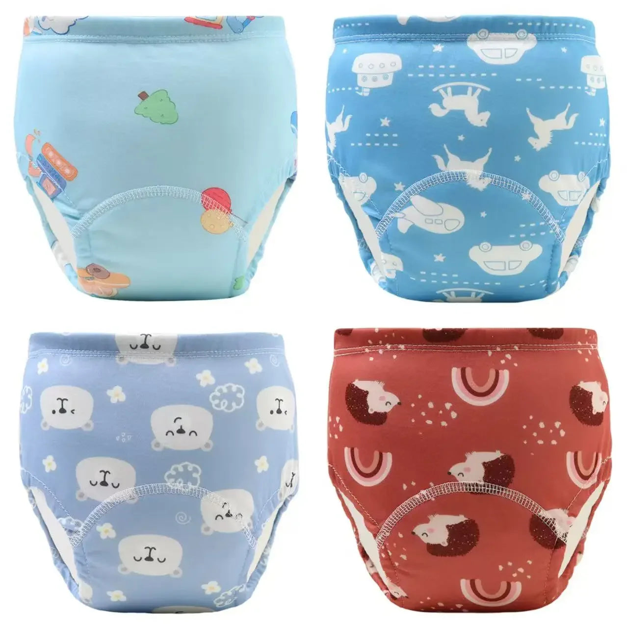 4PCS Baby Training Pants Toddler Girl Cartoon Polyester Cotton Underwear Cloth Panties Reusable Waterproof Potty Learning Diaper