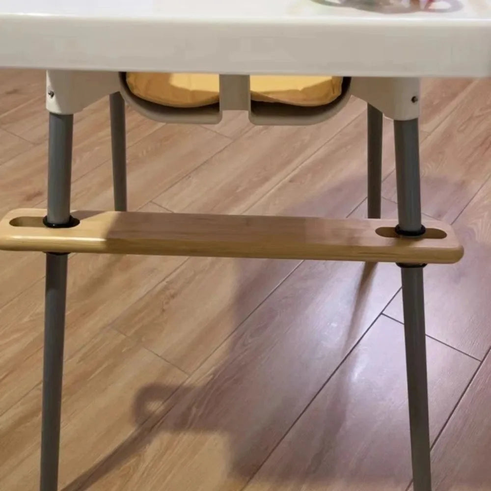 Adjustable High Chair Footrest 50cm Length Wooden Material Baby Highchairs Pedal Round Corners Rubber Rings Highchair Accessory