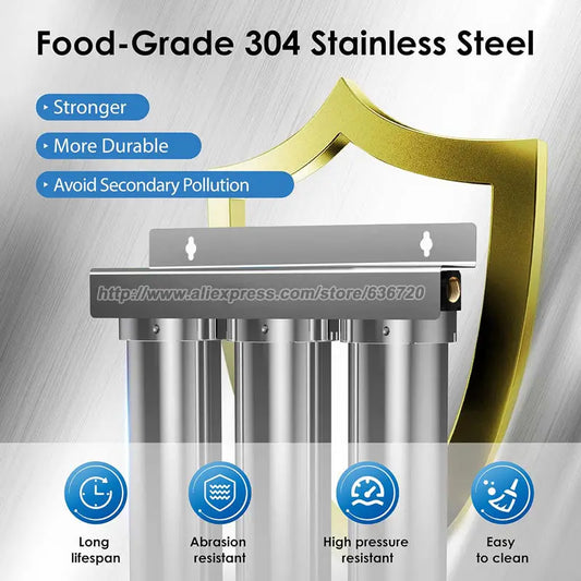Waterdrop TSTUF 0.01μm Ultra-Filtration Under Sink Water Filter, Stainless Steel Water Filter for Sink, 5X Service Life