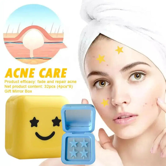 32 Patches Acne Pimple Patches Hydrocolloid Invisible Star Color Acne Patch Absorbing Spot Sticker For Inflamed Acne Skin Care