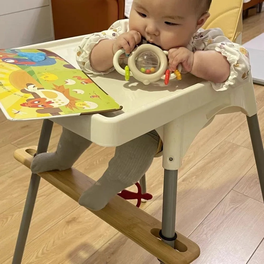 Adjustable High Chair Footrest 50cm Length Wooden Material Baby Highchairs Pedal Round Corners Rubber Rings Highchair Accessory