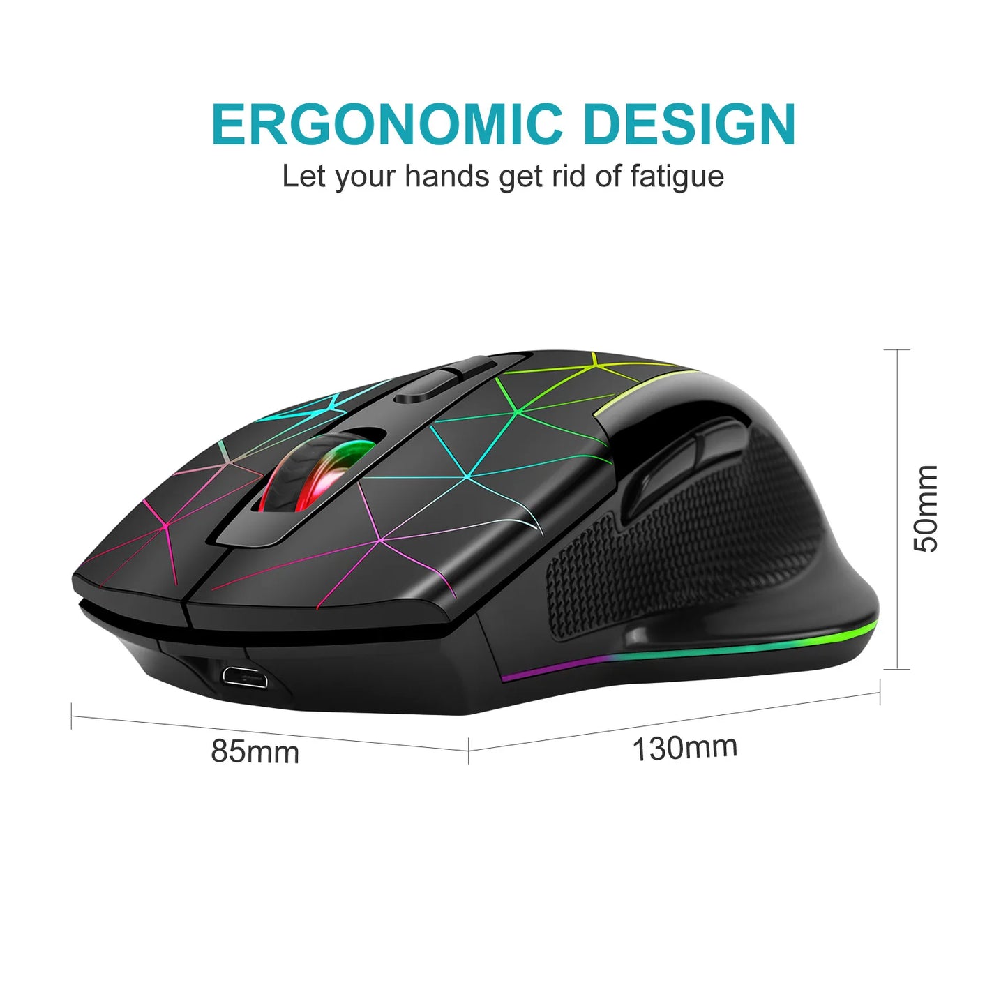 2.4G Wireless Mouse Rechargeable Gamer PC Mice Ergonomic 400mAh with 1600DPI Gaming Mice for Office Laptop with Windows Mac