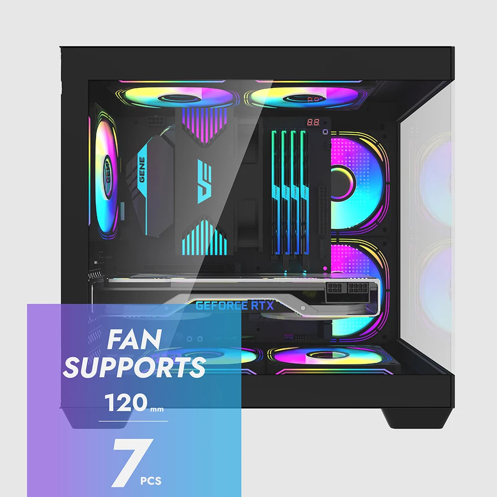 Aigo 275P PC Case Sea View Room Gaming Computer Desktop M-ATX ITX Motherboard  Double-Sided Tempered Glass PC Gamer Cabinet