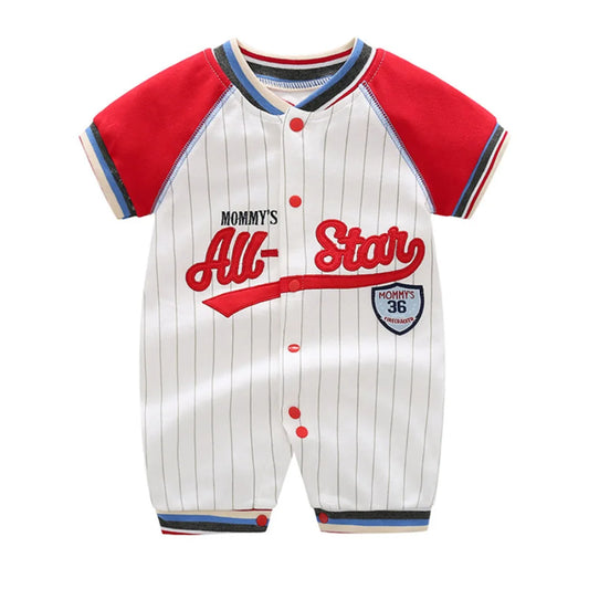 Baby Boys Girls Romper Cartoon Printed Short Sleeve One-Piece Beach Outfit Summer Clothes