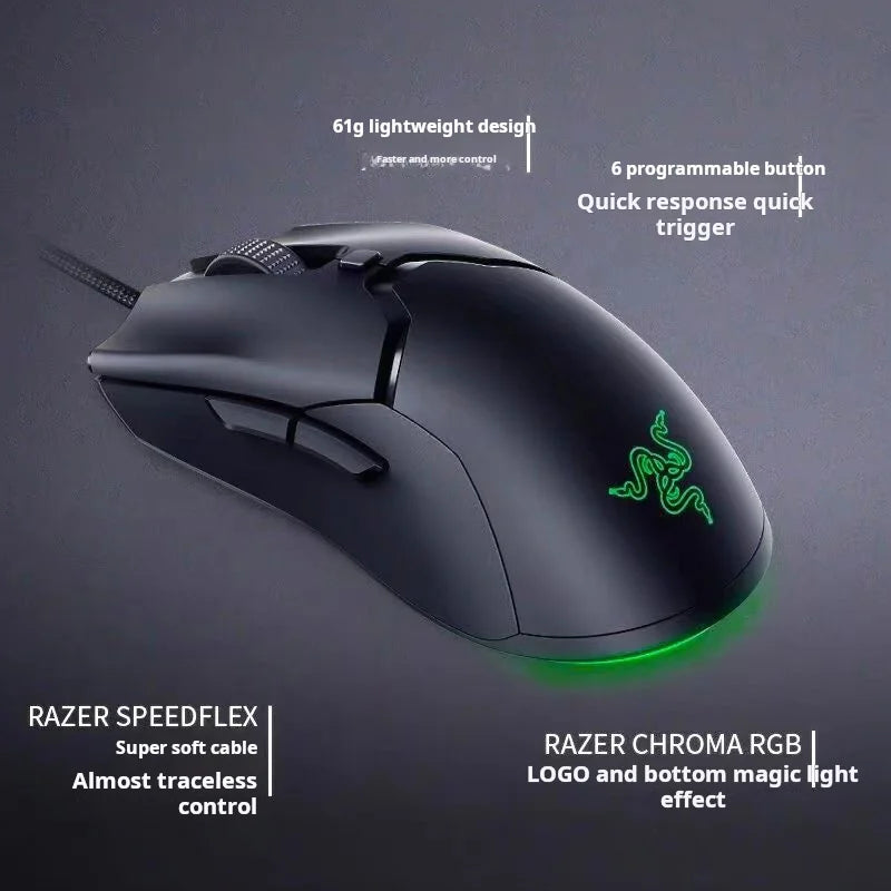 Razer NEW YEAR GIFT gift Thunder Snake Viper Mini Computer Esports Cable Gaming Mouse Laptop RGB Light, Small Hand Mouse